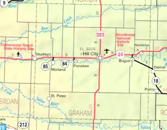 Kaart van Graham County