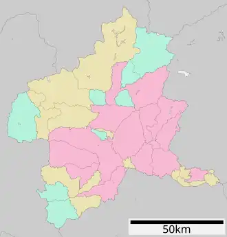 Kaart van de prefectuur Gunma