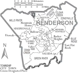 Kaart van Henderson County