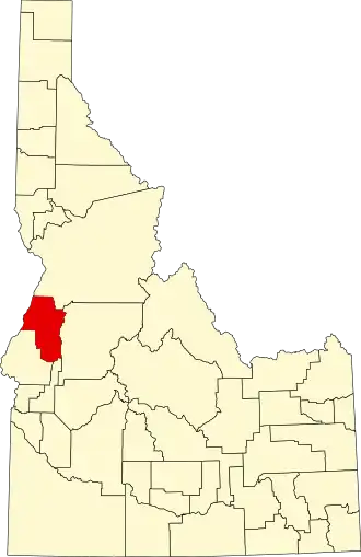 Locatie van Adams County in Idaho