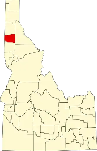 Locatie van Benewah County in Idaho