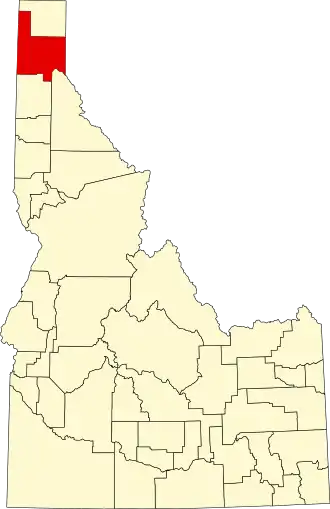 Locatie van Bonner County in Idaho