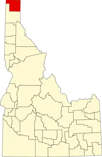Locatie van Boundary County in Idaho