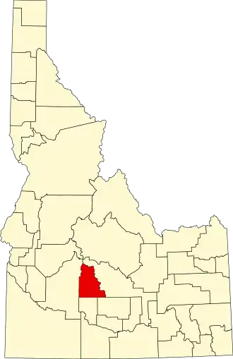 Locatie van Camas County in Idaho