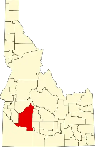 Locatie van Elmore County in Idaho