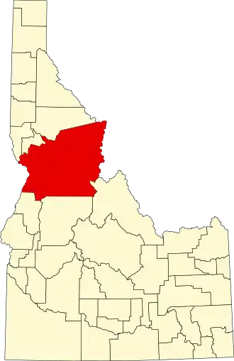 Locatie van Idaho County in Idaho