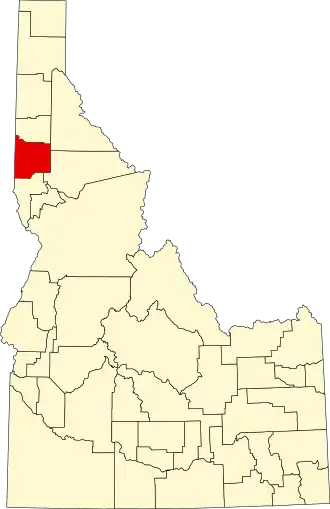 Locatie van Latah County in Idaho