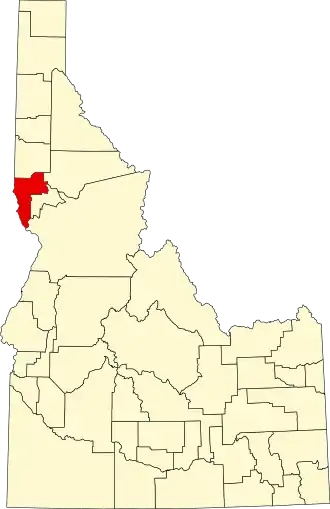 Locatie van Nez Perce County in Idaho