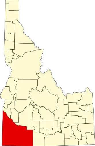 Locatie van Owyhee County in Idaho