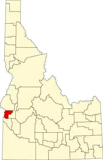 Locatie van Payette County in Idaho