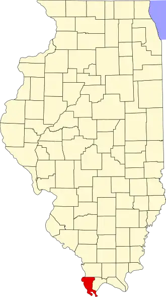 Locatie van Alexander County in Illinois