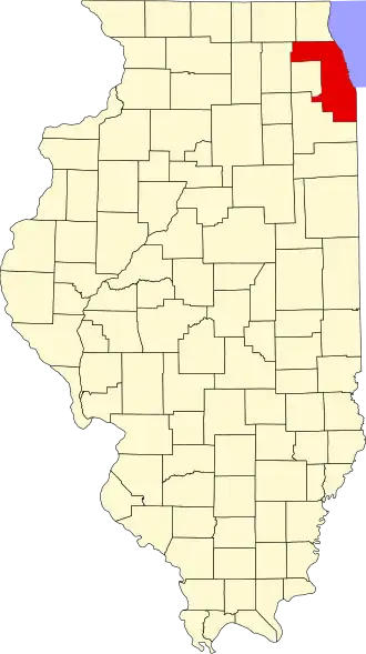 Locatie van Cook County in Illinois
