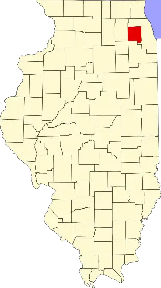 Locatie van DuPage County in Illinois