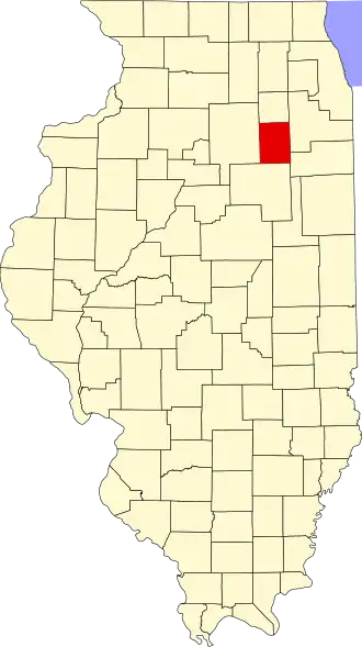 Locatie van Grundy County in Illinois
