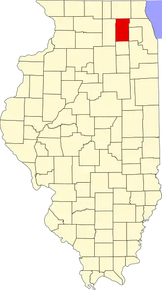 Locatie van Kane County in Illinois