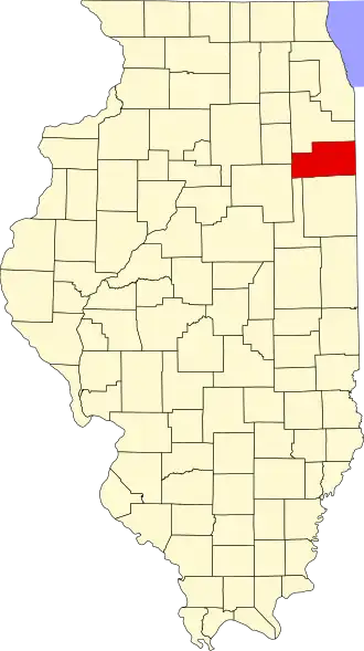 Locatie van Kankakee County in Illinois