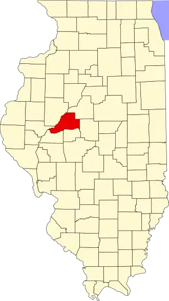 Locatie van Mason County in Illinois