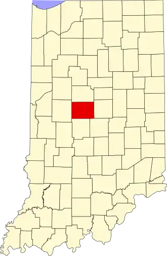 Locatie van Boone County in Indiana