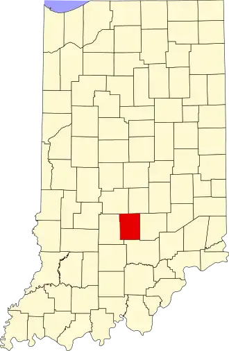 Locatie van Brown County in Indiana