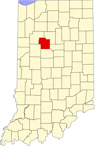 Locatie van Carroll County in Indiana