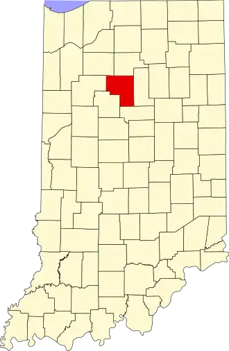 Locatie van Cass County in Indiana