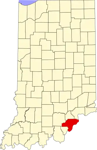 Locatie van Clark County in Indiana