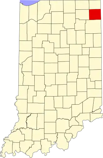 Locatie van DeKalb County in Indiana