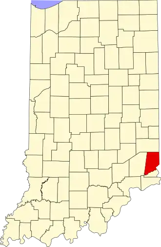Locatie van Dearborn County in Indiana