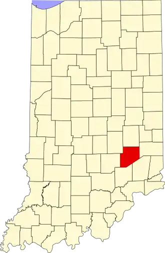 Locatie van Decatur County in Indiana
