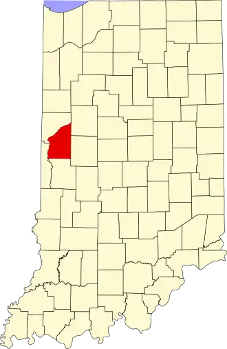 Locatie van Fountain County in Indiana