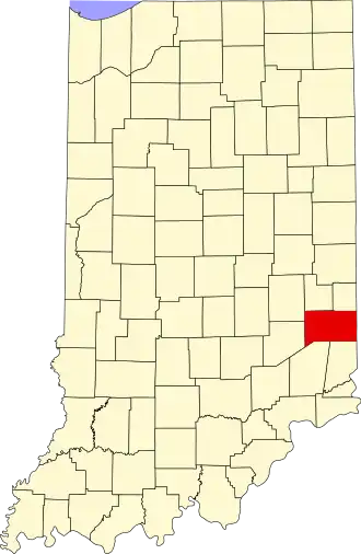 Locatie van Franklin County in Indiana