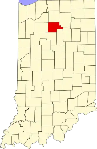 Locatie van Fulton County in Indiana