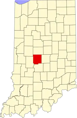 Locatie van Hendricks County in Indiana