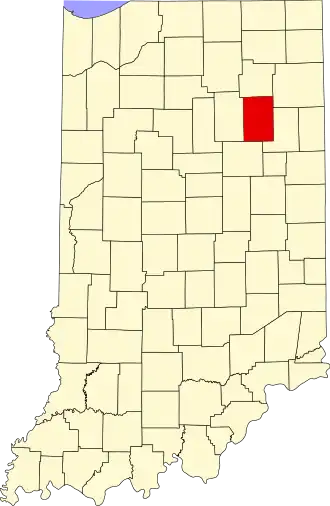 Locatie van Huntington County in Indiana