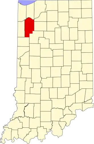 Locatie van Jasper County in Indiana