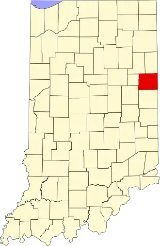 Locatie van Jay County in Indiana