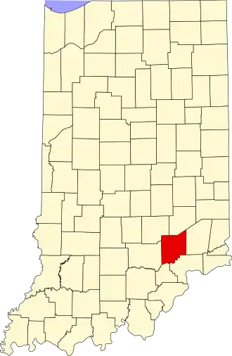Locatie van Jennings County in Indiana