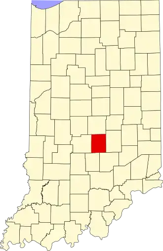 Locatie van Johnson County in Indiana