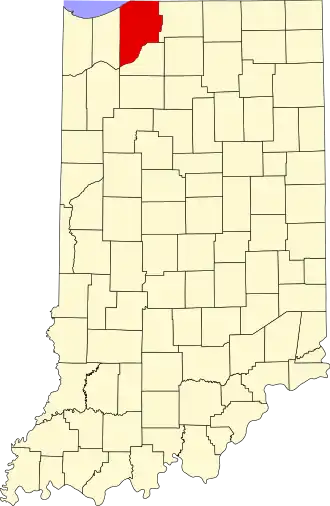 Locatie van LaPorte County in Indiana