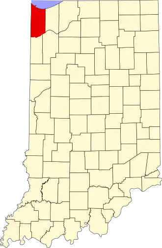 Locatie van Lake County in Indiana