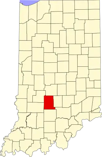 Locatie van Monroe County in Indiana