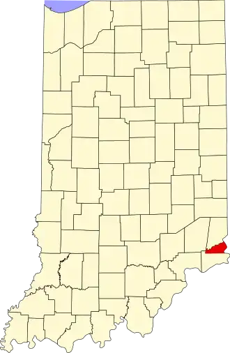 Locatie van Ohio County in Indiana