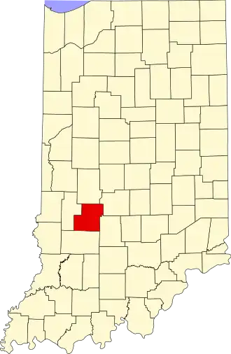 Locatie van Owen County in Indiana