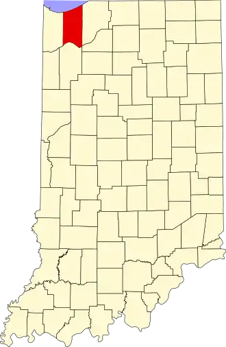 Locatie van Porter County in Indiana