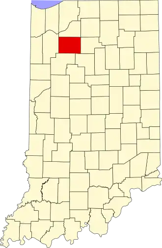Locatie van Pulaski County in Indiana