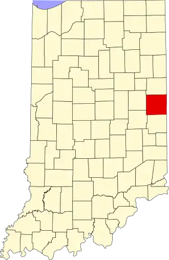 Locatie van Randolph County in Indiana