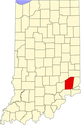 Locatie van Ripley County in Indiana