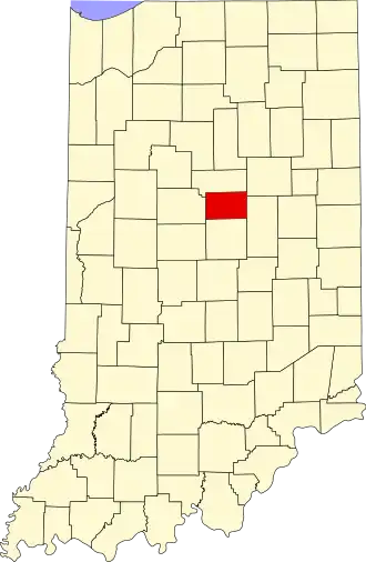 Locatie van Tipton County in Indiana