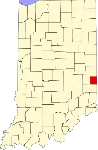 Locatie van Union County in Indiana