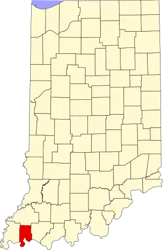 Locatie van Vanderburgh County in Indiana